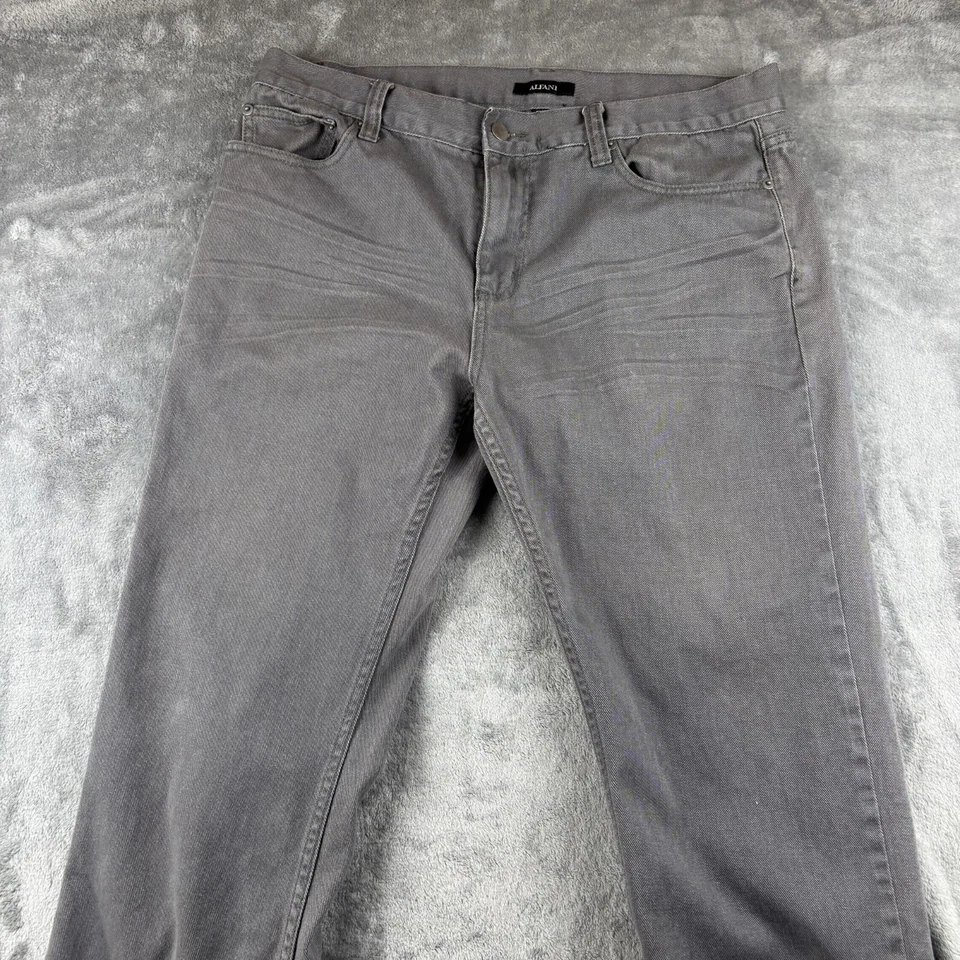 Jeans Alfani para hombre 36 X 30 gris denim 100 % algodón 5 bolsillos tiro medio pierna recta Foto 4 de 4