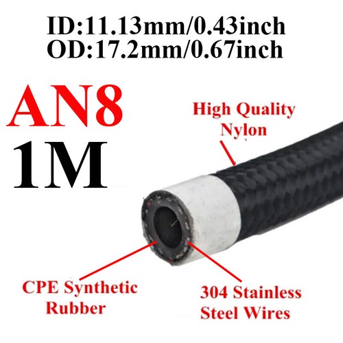 1M AN4 AN6 AN8 AN10 AN12 AN16 AN20 Nylon Braided CPE Fuel Hose Oil Gas Air Line - Bild 10 von 14