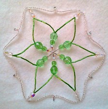 CHRISTMAS BEADED LARGE SNOWFLAKE ORNAMENT IN PERIDOT GREEN WITH CZECH BEADS