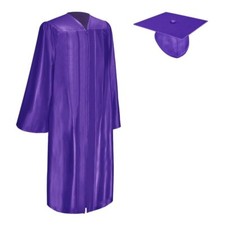 Endea Graduation Shiny Purple Gown Cap for High School College Unisex