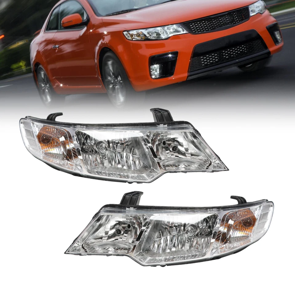 1 Pair LED Headlights Clear Lens Headlamps LH+RH For 2010-2013 Kia Forte Koup - Image 2 of 4