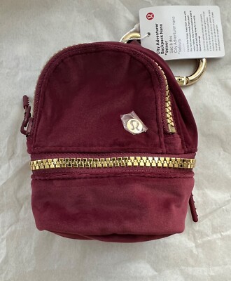 NWT Lululemon City Adventurer Backpack Nano Plush Velour - WNBY/GOLD Wine Berry