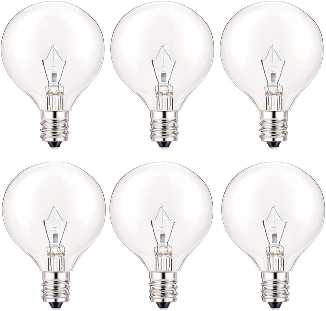 25 Watt Wax Warmer Bulbs, Light Bulbs for Full Size Scentsy Warmer, 6 Packs E12 