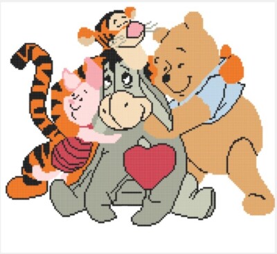 DISNEY WINNIE THE POOH KREUZSTICH SCHEMA CROSS STITCH HINTERGRUND KINDERZIMMER AUF USB