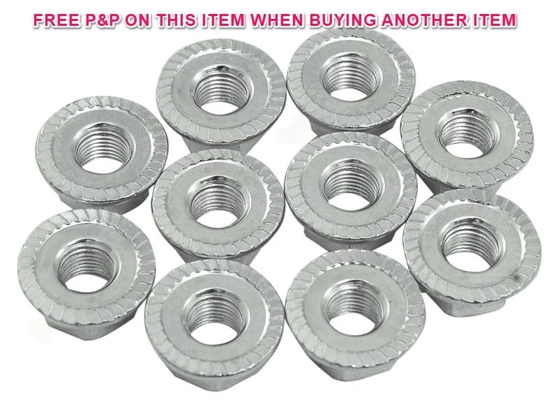 BULK Pack of 10 Bike M9 X 1mm Thread Spindle Axle Flanged Wheel Nuts Zinc Plated