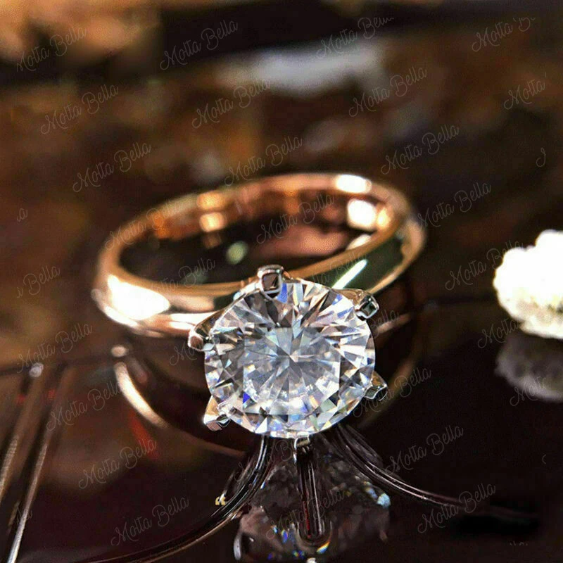 2Ct Round Cut Cubic Zirconia Yellow Gold plated Silver Solitaire Engagement Ring