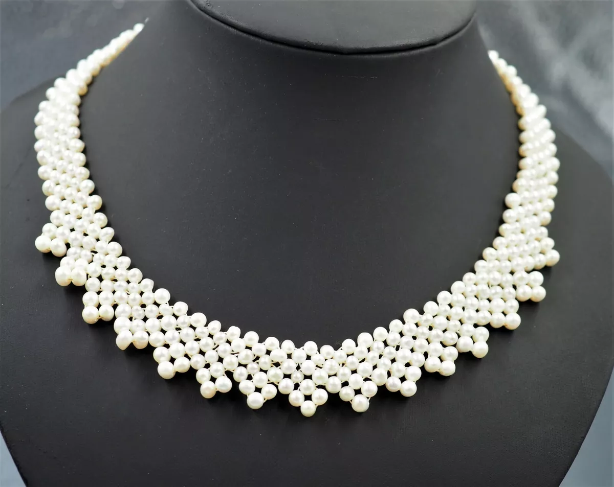 Woven pearl necklace sale