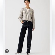 J.Crew Full Length Wide Leg Pant In Stretch Velvet SZ 33 HOL 23 STYLE