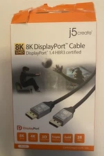 J5 Create 8K Display Port Cable 6.6 Ft 1.4 NEW Open Box