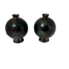 Gorham Ornament EP Yc35 Footed Ball Vase Pair- Vintage- Rare- HTF- Fast Shipping