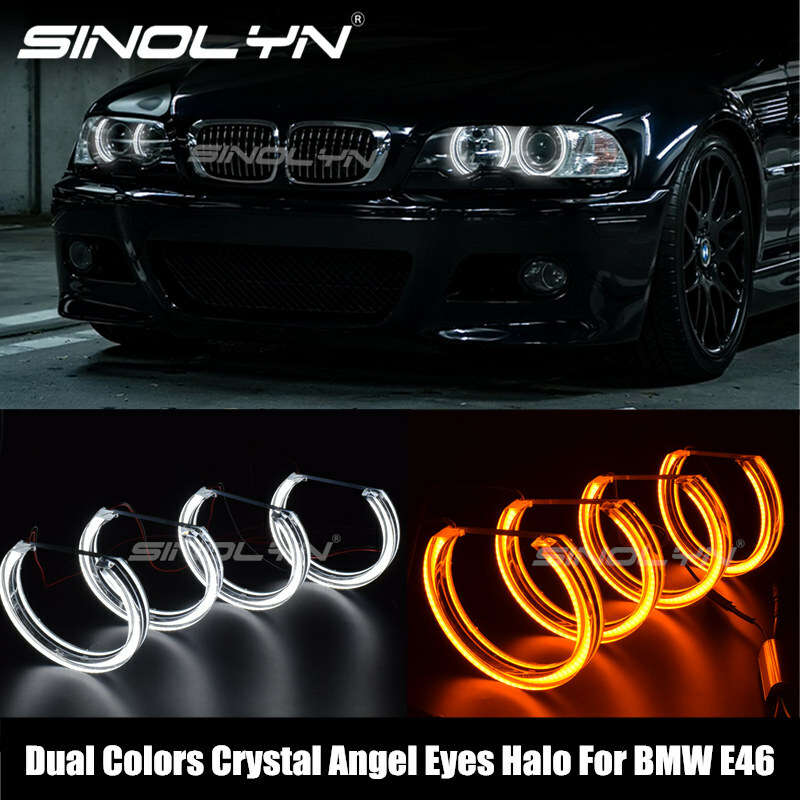 Headlights BMW E46 sedan Angel Eyes Black