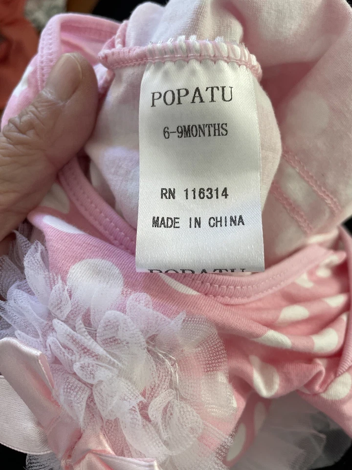 Popatu Nuevo con Etiquetas Rosa/Blanco Lunares Tutú Body y Calcetines Coordinadores-6-9Mos Foto 3 de 4
