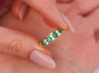 Princess Cut Emerald Stone and Morganite  Ring in 14K Gold Plated Silver Jewelry