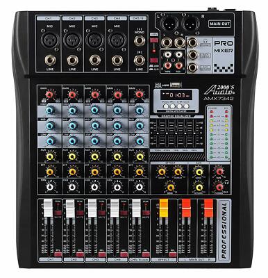 Audio2000s AMX7342 6-Ch.Audio Mixer w/USB Computer Interface, Bluetooth- MR