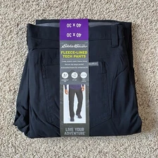 Eddie Bauer Fleece Lined Tech Pants UPF 50+ Sun Protection Water Repellent 40x30