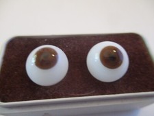 12 mm Brown Vintage Round Handblown Glass Eyes Hollow 6.5 mm Iris   P42