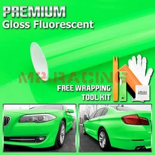 Fluorescent Gloss Neon Green Car Sticker Decal Vinyl Wrap Air Release Sheet Film