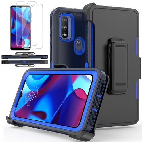 For Motorola Moto G Pure 2021 Case Armor Defender Cover+Tempered Glass/Belt Clip