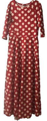 Viva Curvy Red & White Polka Dot 1X Fit & Flare Maxi Dress With Pockets