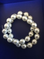 Glass Pearl 13.5mm x 11.5 mm White ,15 strings of 32"