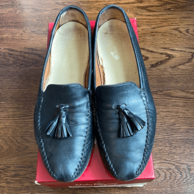 Vtg Salvatore Ferragamo Persus” black Nappa calf slip on  display picture 1