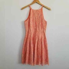 NWOT Vince Camuto Orange Tangerine Fit & Flare Lace Dress Size 8
