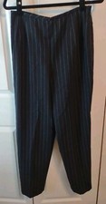 LIZ CLAIBORNE COLLECTION 100 Wool Pinstripe Pant Slacks Lined Black Side Zip 12