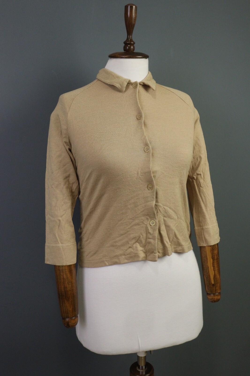 Jil Sander Beige Solid Button Down Short Sleeve C… - image 8