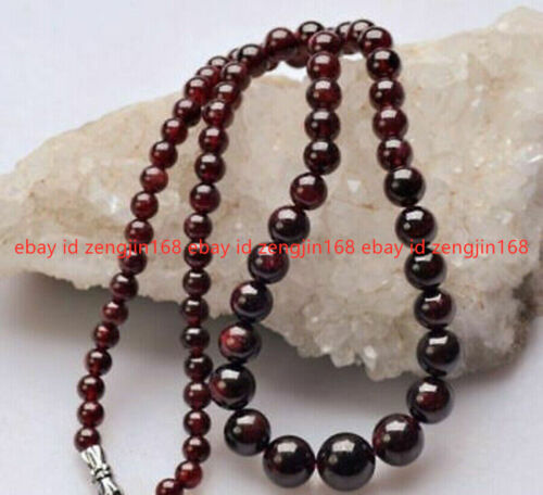 Genuine Natural Brazil Dark Red Garnet Round Gemstone Beads Necklaces 14-36" AAA - Picture 1 of 12