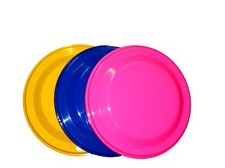 3 Flyers 1 ea Blue Yellow Pink 9 1/4" Dia Mfg America Lead Free Top Quality