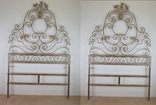 Deux Têtes De Lit En Fer Forgé Dorées Simple Ou Double XM