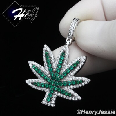 メ*ル様 Glitterネックレス チェーン付き WEEDモチーフ ジルコニア s-l400.jpg