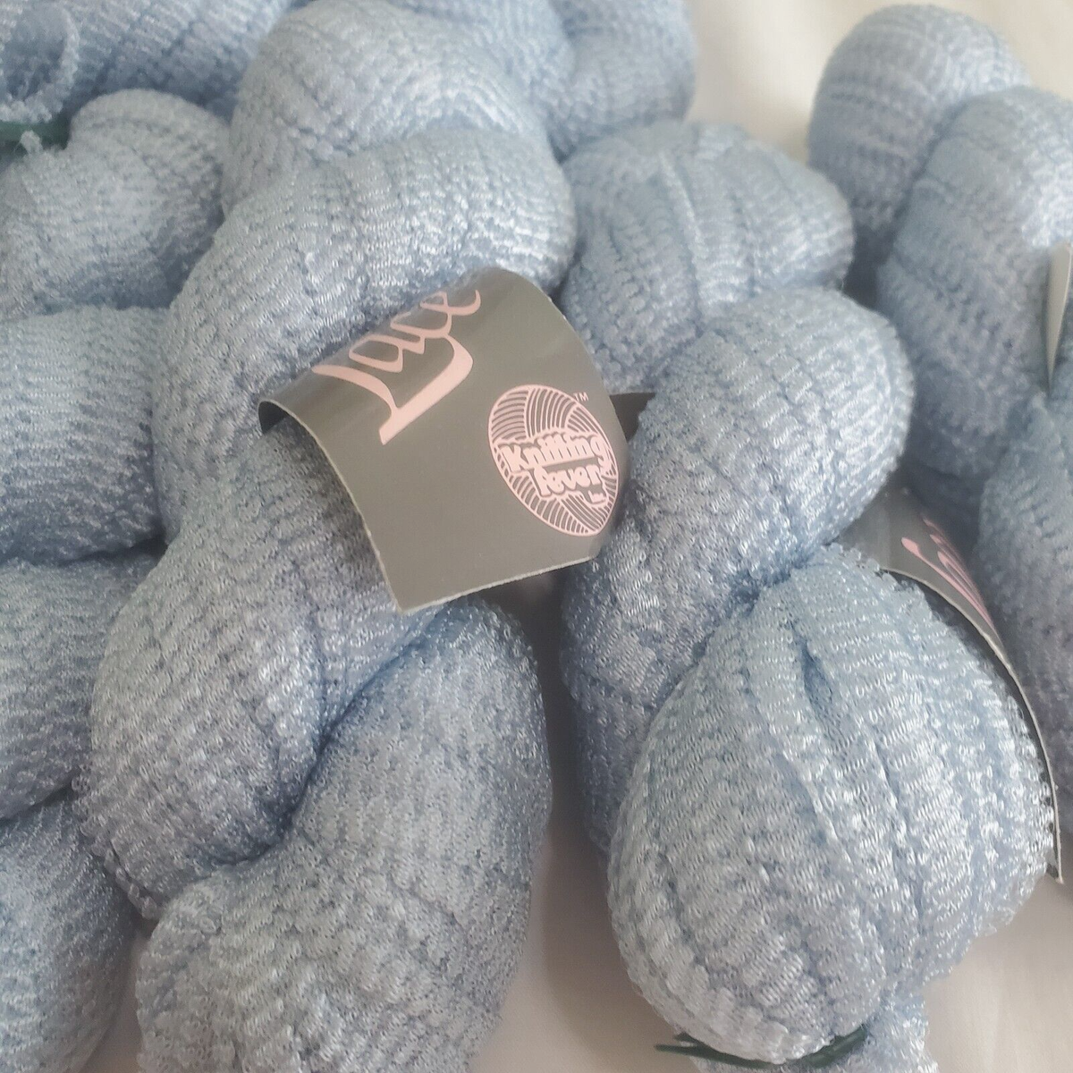 8 Skein Lot LACE Knitting Yarn Light Blue 84% Rayon 16% Polyamid