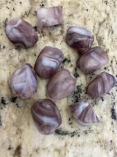 10  PURPLE  & WHITE FREE FORM LAMPWORK Glass Beads 16mm Jewelry DIY