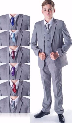 Costumes garçons, costumes de mariage, costumes de bal page garçon, gris clair, choisissez la couleur cravate - Photo 1 sur 11