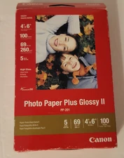 Canon PP-201 Photo Paper Plus Glossy II (4 x 6", 100 Sheets)  New sealed!