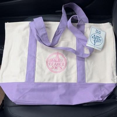Trader Joe s Canvas Large Lavender  Bag Limited  New W/Tags