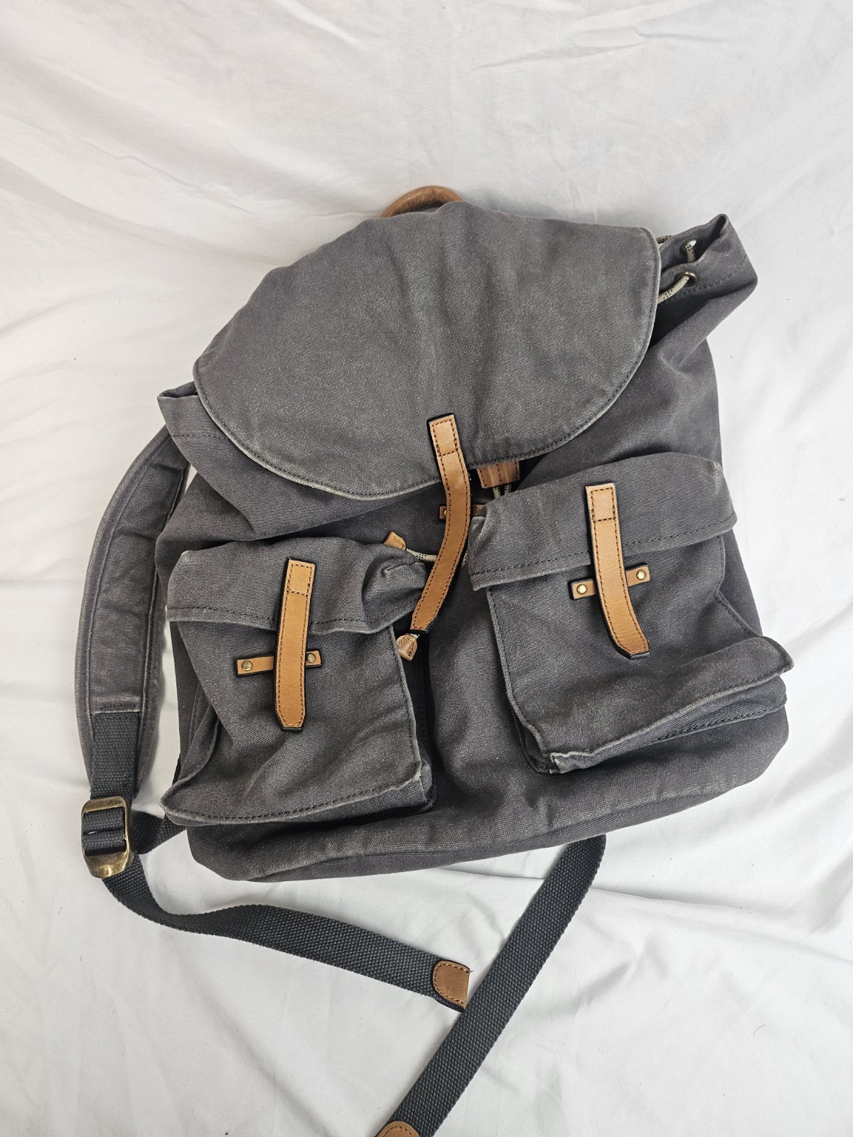 Brown Canvas Leather Hiking Bag