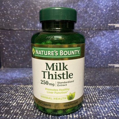 Nature's Bounty Milk Thistle 250 mg 200 Capsules Health Liver Function, EX 08/26