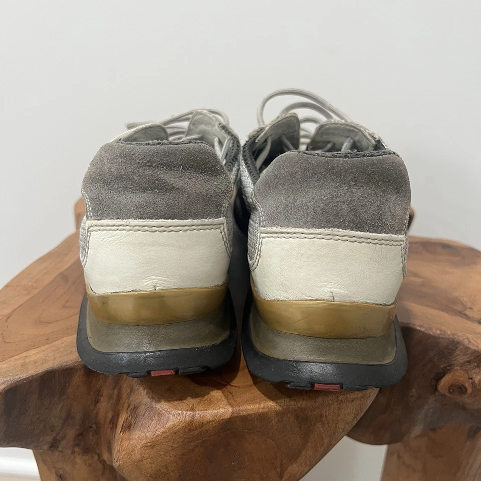 Zapatos Prada Vintage Mujer Tenis Plata Gris Parte Superior Baja Cuero Talla 7.5 EE. UU. Foto 4 de 4