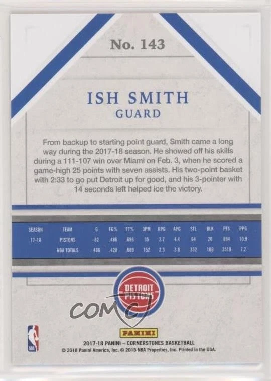 2017-18 Panini Cornerstones Crystal /89 Ishmael Smith Ish Smith #143 - Image 2 of 2