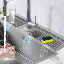 24-Inch Kitchen Sink Splash Guard Mat  7  Slope for Fast Self-Draining  Sna...