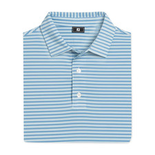NEW MENS FOOTJOY HORIZON STRIPE LISLE Polo Golf Shirt, WHITE/BLUE REEF, LARGE