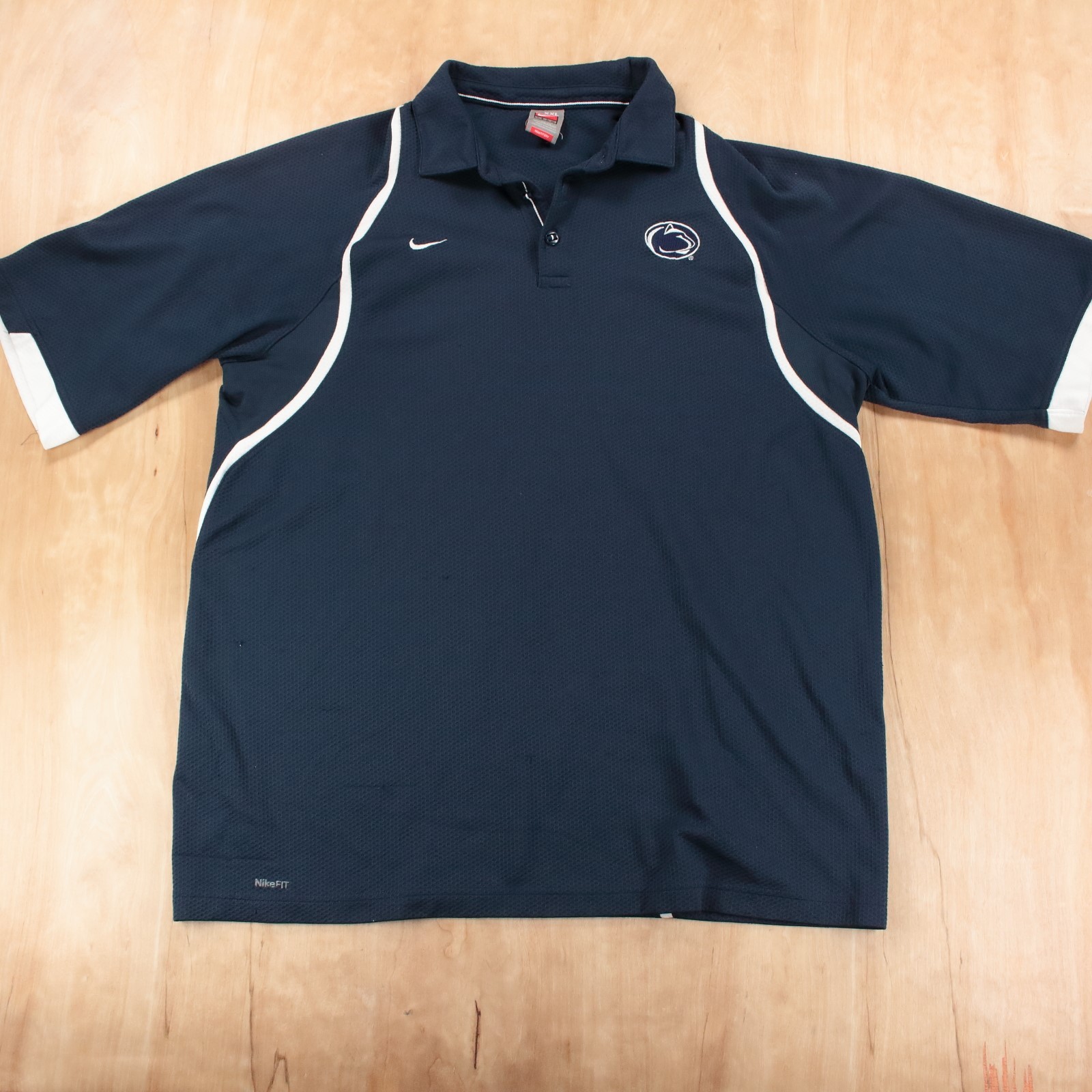 vtg 2007 y2k NIKE TEAM Penn State psu Nitany Lions polo shirt 2XL neck check