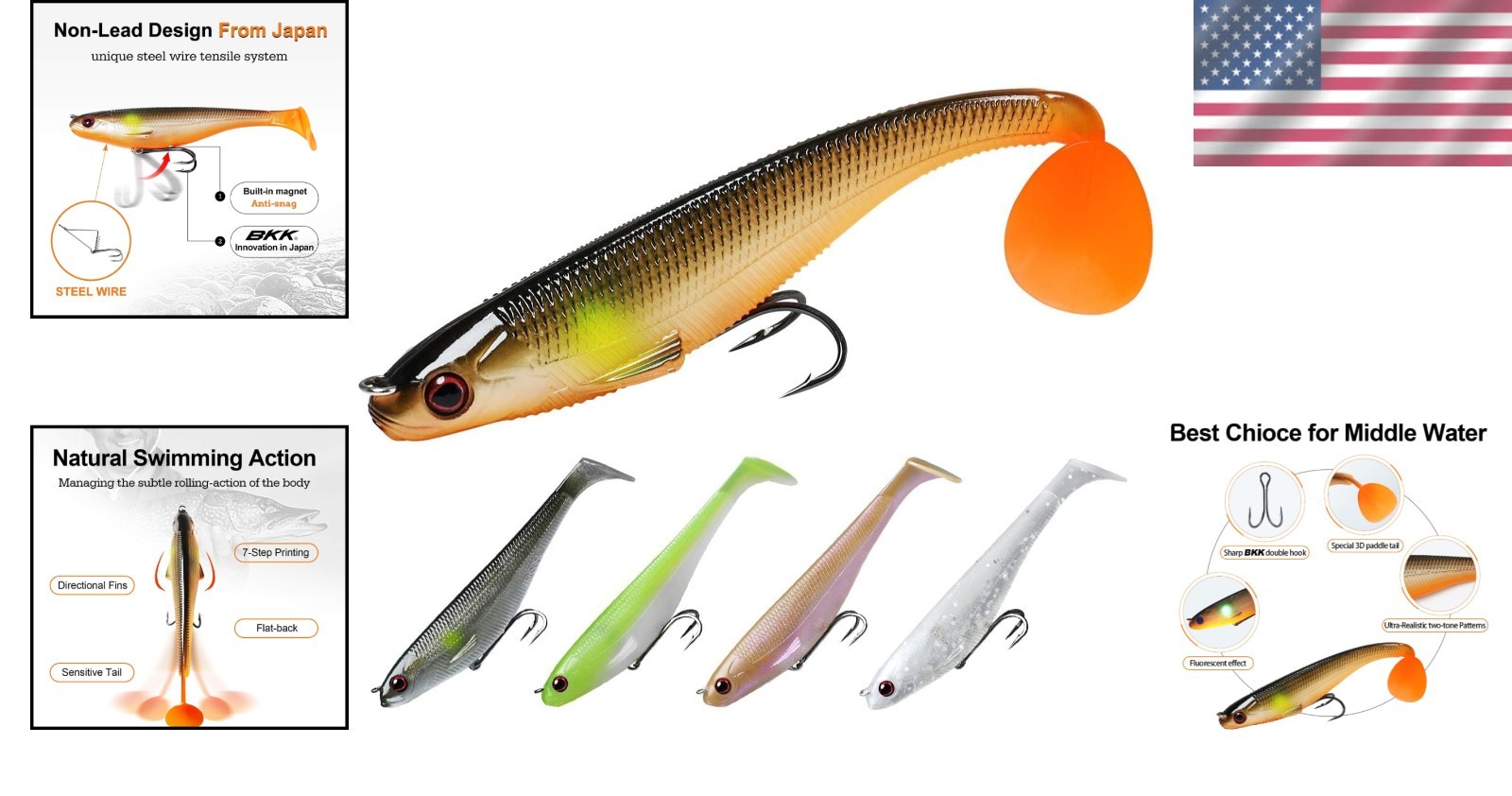 Soft Swimbaits with Ultra-Sharp BKK Hooks for Family Fishing Success - Image 2