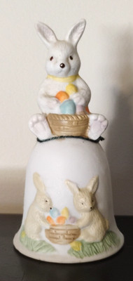 Easter Bunny Basket Eggs Ceramic Bell