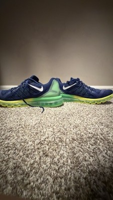 Nike Air Max Blue Green White Lace Up Low Top Mesh Cushioned Running Men