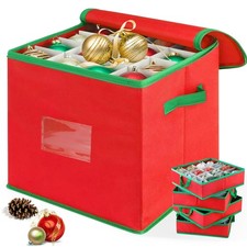 Christmas Ornament Storage Box, Xmas Storage Container Up To 64 Ornaments Dec...