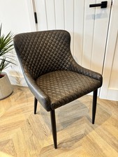4x Dunelm Montreal Dining Chair Set Charcoal Black Faux Leather Kitchen
