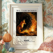 William Morris Fox Art Print A4 Wall Poster Vintage Animal Fire Illustration